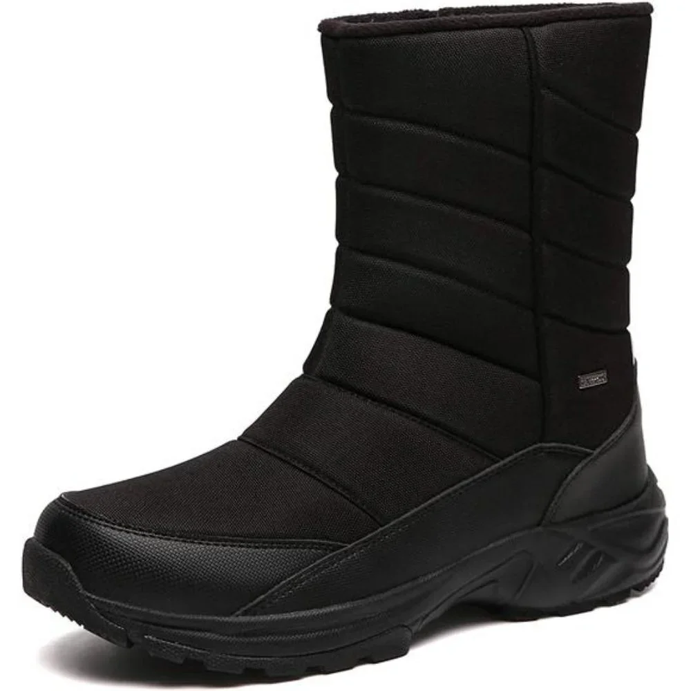 Men's Winter Mid-Calf Snow Boots Fur Warm Waterproof Slip On